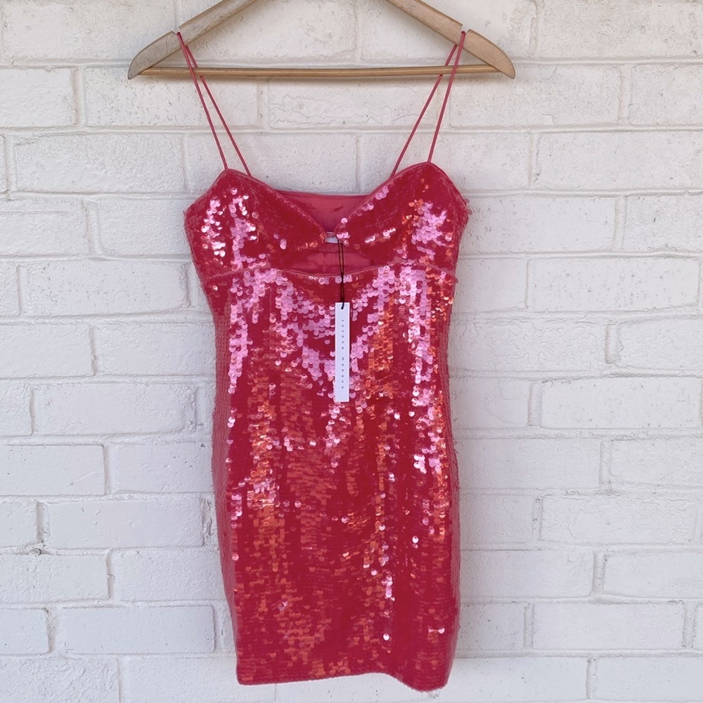 NWT Susana Monaco Sequin Mini Dress in Pink Azalea - Picture 2 of 10